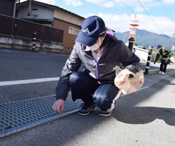 ゴミを拾う職員