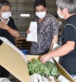 出荷規格を確認する生産者ら