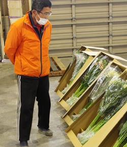 出荷規格を念入りに確認する西村部会長