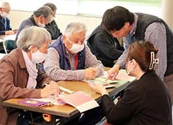 操作方法の説明を受ける参加者