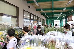 賑わう花売り場