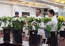 新品種を確認する生産者ら