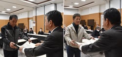 雌の部最優秀賞を受賞した吉川さんと去勢の部最優秀賞を受賞した串原さん