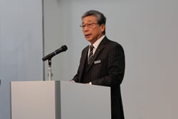 年頭のあいさつをする田中組合長（6日、長野県松本市にて）