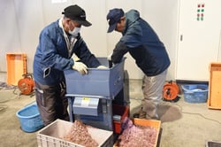 葯採取機でつぼみを花弁と葯に分ける