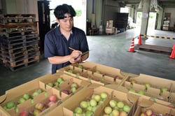 品質をチェックするＪＡ出荷担当者