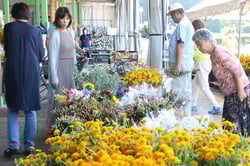 新鮮な花を買い求める利用者