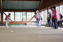 各試合、熱戦を繰り広げたゲートボール大会