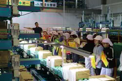 熱心に職員の説明を聞く児童ら