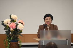 あいさつする島田会長（２４日、長野県松本市で）