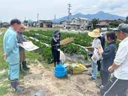実際のダンボールを確認しながらの説明をする担当技術員