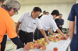 「シナノリップ」の品質を確かめる（長野県飯島町で）