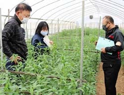 生育を確認する担当者ら