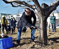 成り木責めでナタを振り下ろす熊谷部会長