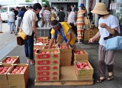 「新鮮桃が特価、直売所で祭り」の画像