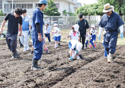 「遊休農地を活用、児童と大豆栽培」の画像